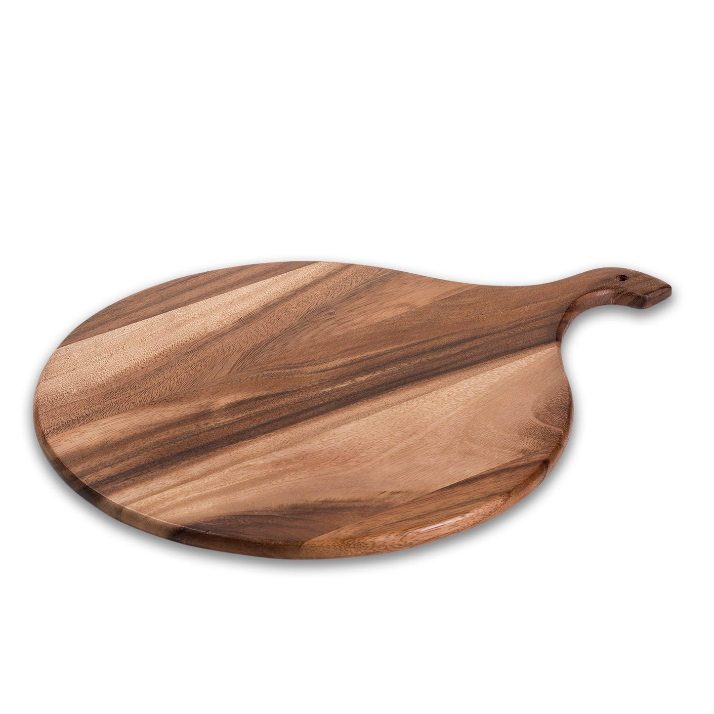 Premium Acacia Wood Round Charcuterie Board with Handle — Eco-Friendly Serving & Cutting Board
